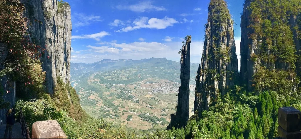Karst mountains and green slopes of Enshi Grand Canyon in Hubei, China